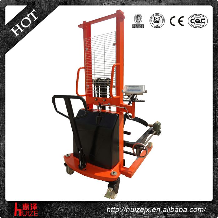 半電動(dòng)稱重油桶車（夾鐵桶，手搖翻轉(zhuǎn)倒料）